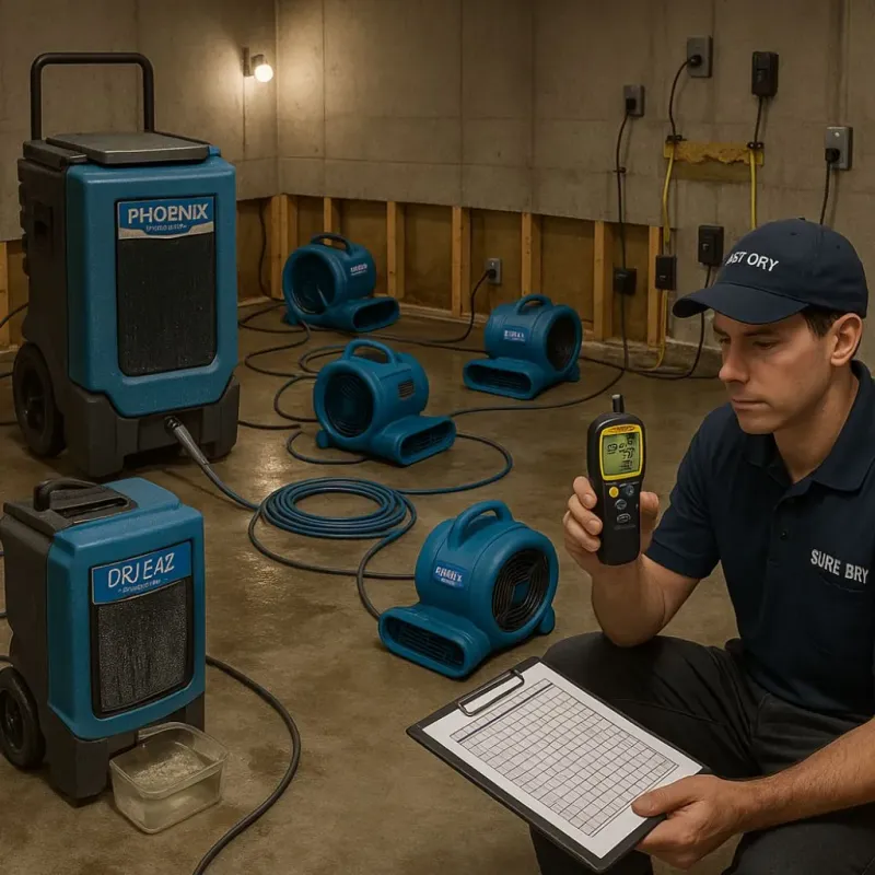 Structural Drying and Dehumidification process in Sienna Plantation, TX